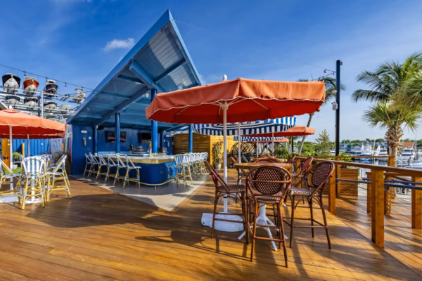 Regatta Grove venue bar and tables